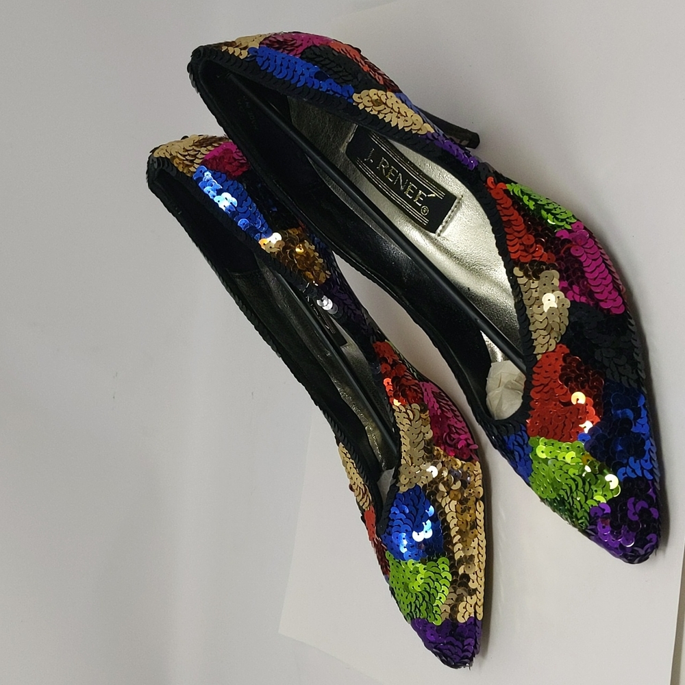 J. Renee Bead Covered Vintage Rainbow Heels Size 9 With J. Renee Bags